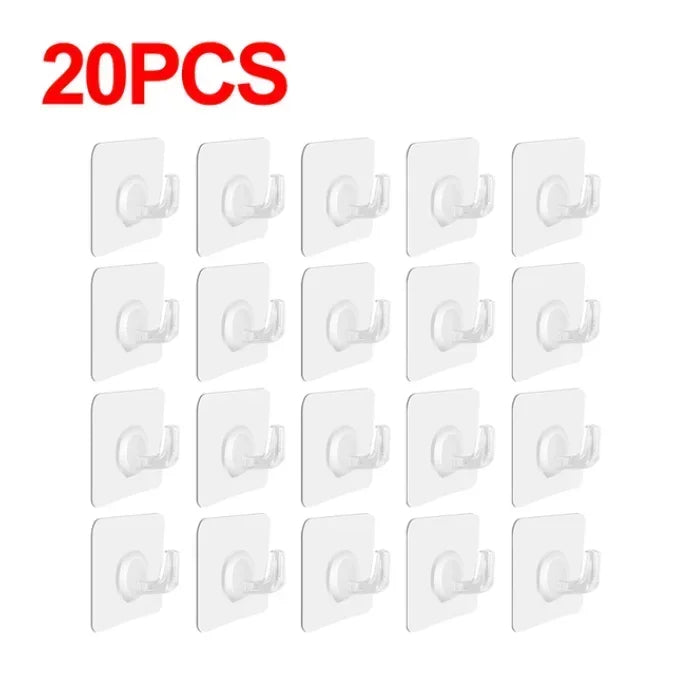 Transparent Self-Adhesive Wall Hooks – No-Drill Storage Hangers